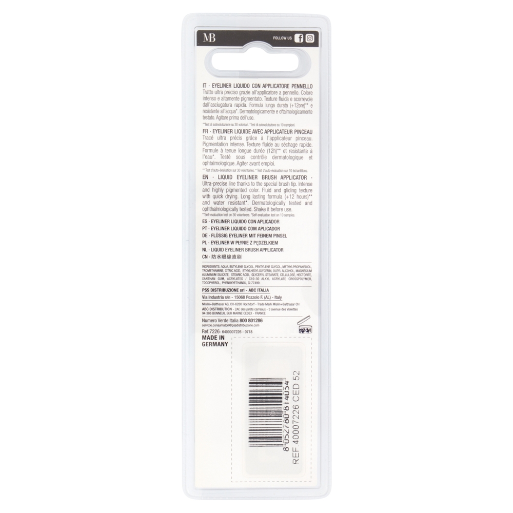 Miss Broadway Dip In Liner Eyeliner Liquido con Pennello Ultra Precisione Black